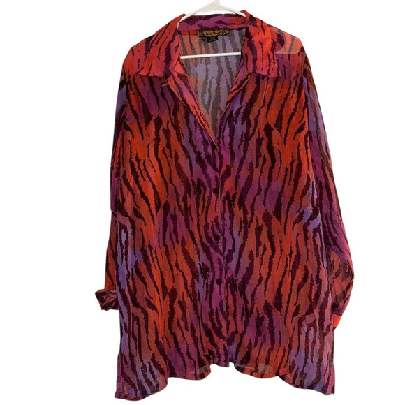 Ashley Stewart Plus Size 18 Animal Print Button-Up Top Multicolor - Picture 1 of 7